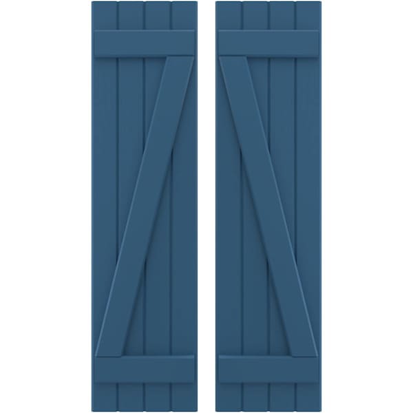 Ekena Millwork Americraft 4-Board (2 Batten) Wood Joined Board-n-Batten Shutters w/ Z-Bar, ARW102BB414X77HBH, PR ARW102BB414X77HBH - main